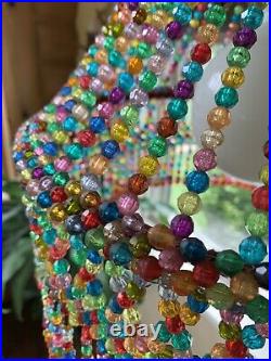 Antique Vintage Multicolor Beaded Swag Hanging Lamp Light