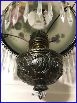 Antique Vintage Victorian Gone With The Wind Hanging Electric Oil Lamp