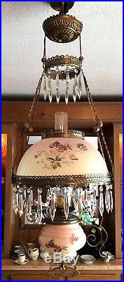 Antique Vintage Victorian Library Hanging Ceiling Electric Oil Lamp Light B&H