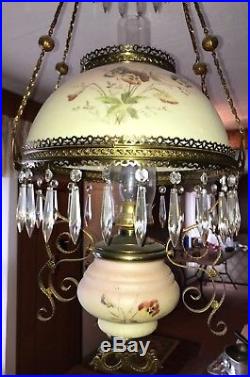 Antique Vintage Victorian Library Hanging Ceiling Electric Oil Lamp Light B&H
