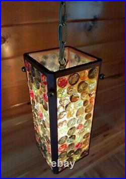Antique Vtg 1960s-70s Retro MCM Glass Candy Stone/Marble Hanging Swag Light/Lamp