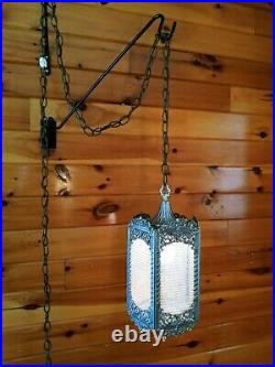Antique/Vtg Hanging swag Light/Lamp, 1950s-60s MCM, Retro, Regency, Mediterranean