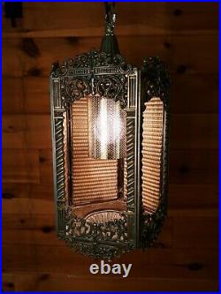 Antique/Vtg Hanging swag Light/Lamp, 1950s-60s MCM, Retro, Regency, Mediterranean