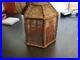 Antique hanging electric light with hand-painted glass, German