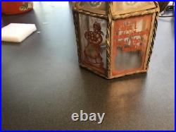 Antique hanging electric light with hand-painted glass, German