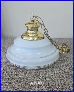 Art Deco-inspired, schoolhouse-style hanging pendant light Vintage 80s