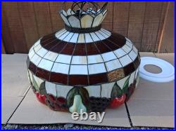 Arts & Crafts Caramel Amber Slag Glass Fruit Chandelier Hanging Lamp Large 20