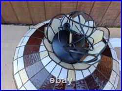 Arts & Crafts Caramel Amber Slag Glass Fruit Chandelier Hanging Lamp Large 20