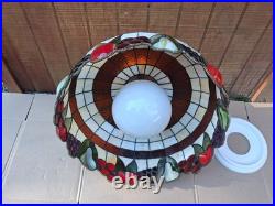 Arts & Crafts Caramel Amber Slag Glass Fruit Chandelier Hanging Lamp Large 20