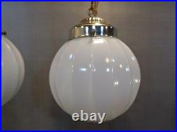 Authentic Vintage Mid Century Modern 2 Globe Hanging Ceiling Light Swag Lamp Orb