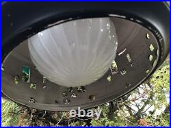 BIG Ceramic Pottery MCM Hanging Swag Lamp w Graffiti ManCave Pool Table Hippie