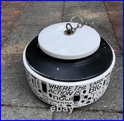 BIG Ceramic Pottery MCM Hanging Swag Lamp w Graffiti ManCave Pool Table Hippie BIG Ceramic Pottery MCM Hanging Swag Lamp w Graffiti ManCave Pool Table Hippie