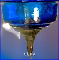 BLUE Mushroom Moriage Vintage Falkenstein Glass Hanging Light Swag Lamp Retro