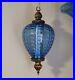 BLUE Quilted Tear Hanging Light Swag Lamp Retro Vintage Diffuser Plug-in
