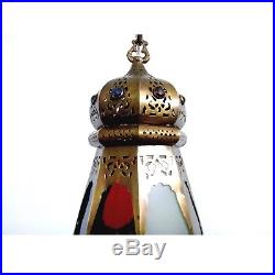 BR358 Vintage Reproduction Octagonal Moroccan / Egyptian Art Brass Hanging Lamp