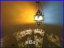 BR392 Vintage Reproduction Large Square Moroccan / Egyptian Hanging Lantern/Lamp