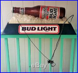 BUD LIGHT vtg barware pool hall tavern light hanging lamp sign beer bottle art