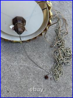 Beauti-Vue Barrel Lamp Hanging Swag Shade Vintage MCM Pull Chain Retro WORKS