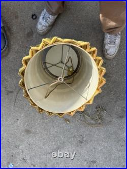 Beauti-Vue Barrel Lamp Hanging Swag Shade Vintage MCM Pull Chain Retro WORKS