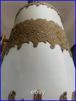 Beauti-Vue Barrel Lamp Hanging Swag Shade Vintage MCM Pull Chain Retro WORKS