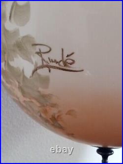 Beautiful Antique Hand Painted & Signed Hanging Parlor Swag Pendant lamp-Floral