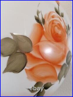 Beautiful Antique Hand Painted & Signed Hanging Parlor Swag Pendant lamp-Floral