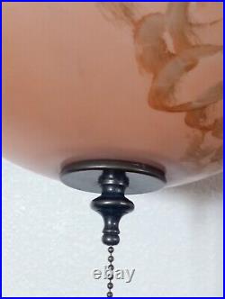 Beautiful Antique Hand Painted & Signed Hanging Parlor Swag Pendant lamp-Floral