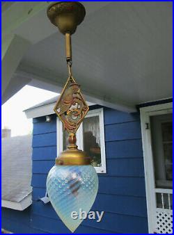 Beautiful! Antique Parrot Motif Art Deco Ceiling Hanging Lamp