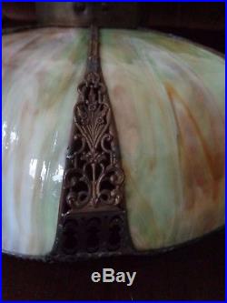 Beautiful Large Vintage 8 Panel Ornate Slag Glass Hanging Lamp Shade