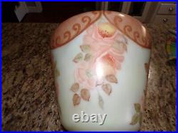 Beautiful Large Vintage Floral Hand Painted Hanging Swag Lamp Light Working