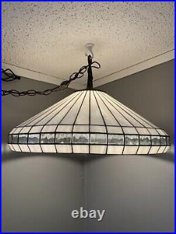 Beautiful Slag Glass Hanging Pendant Lamp Swag Light Large 22x14 Stained Glass