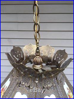 Beautiful Vintage Hanging L & L LWMC 8-Panel Chandelier or Lamp Shade