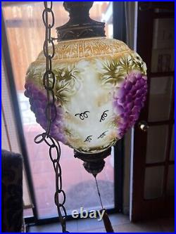 Beautiful Vintage Mid Century Hanging SWAG LAMP Glass Falkenstein Grapes WORKS