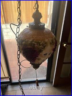 Beautiful Vintage Mid Century Hanging SWAG LAMP Glass Falkenstein Grapes WORKS