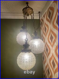 Beautiful Vintage Triple Swag Hanging Light With 3 Lights