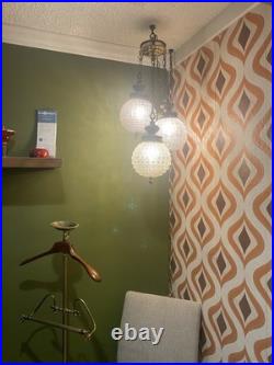 Beautiful Vintage Triple Swag Hanging Light With 3 Lights