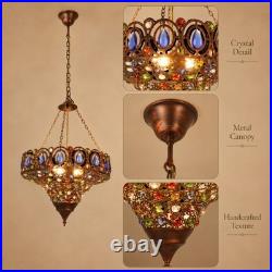 Bohemian Style Colorful Crystal Chandelier, 16in Restaurant Home Decoration Light