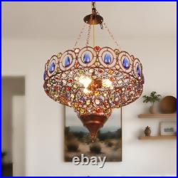 Bohemian Style Colorful Crystal Chandelier, 16in Restaurant Home Decoration Light
