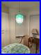 Bohemian White Enamel Glass Cut To Green Hanging Lamp Czech Pendant Chandelier