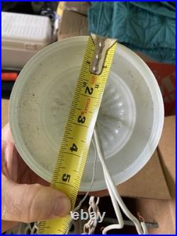 Bohemian White Enamel Glass Cut To Green Hanging Lamp Czech Pendant Chandelier