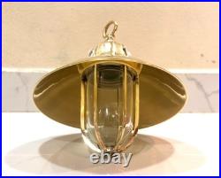 Brass Hanging Pendant Light with Shade Vintage Nautical Marine Ceiling Lamp Pair