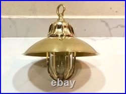 Brass Hanging Pendant Light with Shade Vintage Nautical Marine Ceiling Lamp Pair