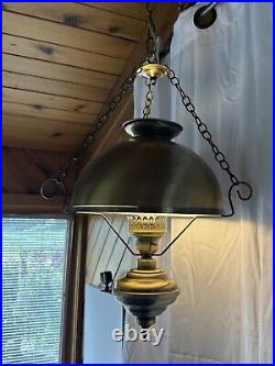Brushed Brass Hanging Lamp Mid Century Vintage swag lamp