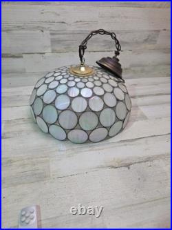 Capiz Shell Stained Glass Swag Lamp Hanging Vintage Tiffany Style Unique Cool