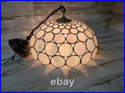 Capiz Shell Stained Glass Swag Lamp Hanging Vintage Tiffany Style Unique Cool