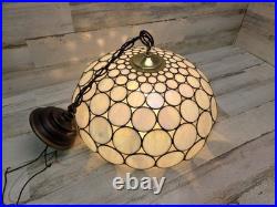Capiz Shell Stained Glass Swag Lamp Hanging Vintage Tiffany Style Unique Cool