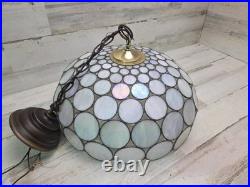 Capiz Shell Stained Glass Swag Lamp Hanging Vintage Tiffany Style Unique Cool
