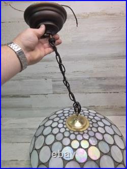 Capiz Shell Stained Glass Swag Lamp Hanging Vintage Tiffany Style Unique Cool