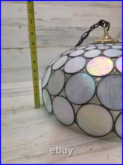 Capiz Shell Stained Glass Swag Lamp Hanging Vintage Tiffany Style Unique Cool