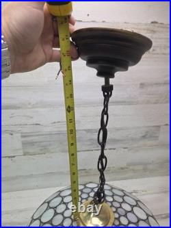 Capiz Shell Stained Glass Swag Lamp Hanging Vintage Tiffany Style Unique Cool